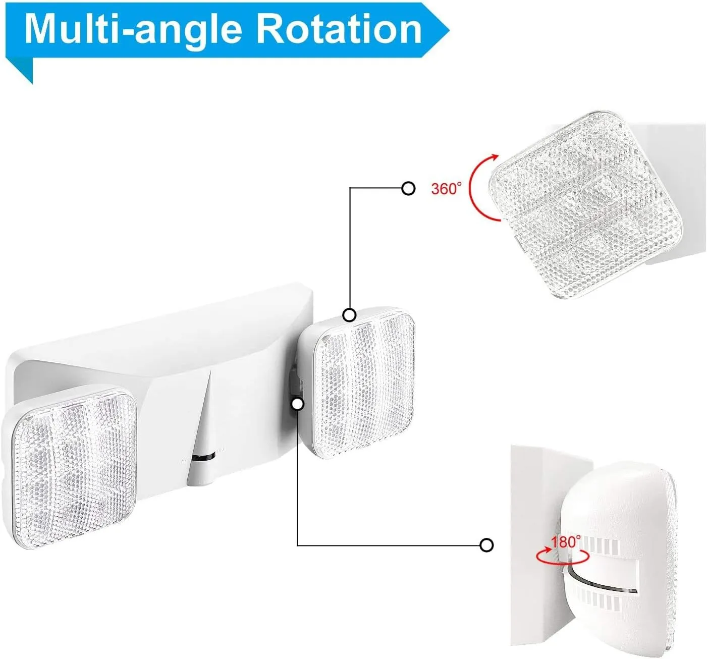 1 Pack LED Emergency Lights with Battery Backup, Two Head Adjustable Commercial Emergency Lights, UL Listed, AC 120/277V, Hardwired Emergency Exit Light Fixtures for Business - 1 Pack(White)