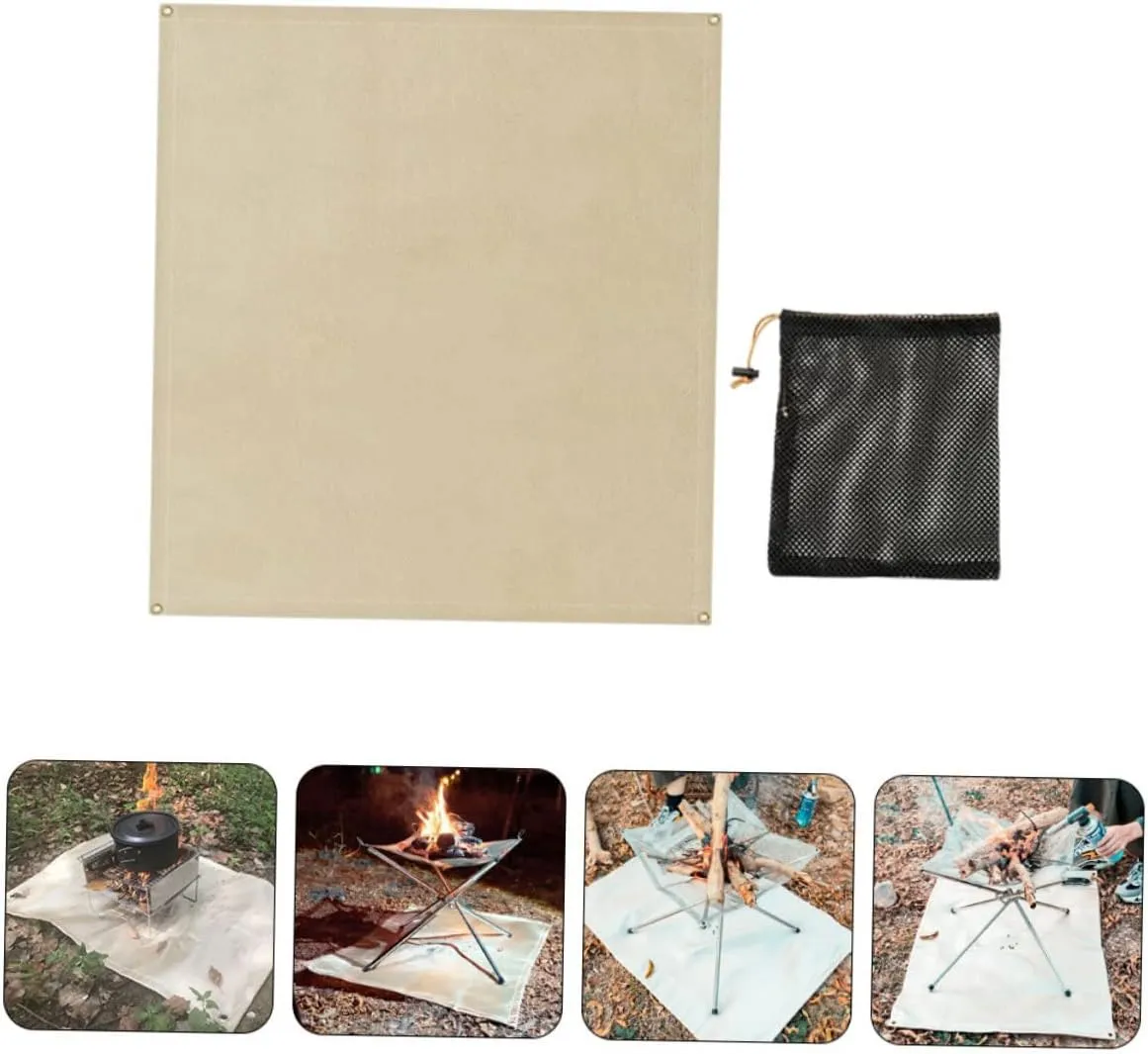 1 Set Fire Resistance Blanket for Camping Outdoor Fireproof Insulation Mat for BBQ Grill Emergency Survival Durable Protective Cover