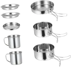 1 Set Portable Camping Cookware Cooking Kit for Barbecue Picnic and Lightweight Compact Design for and Travel