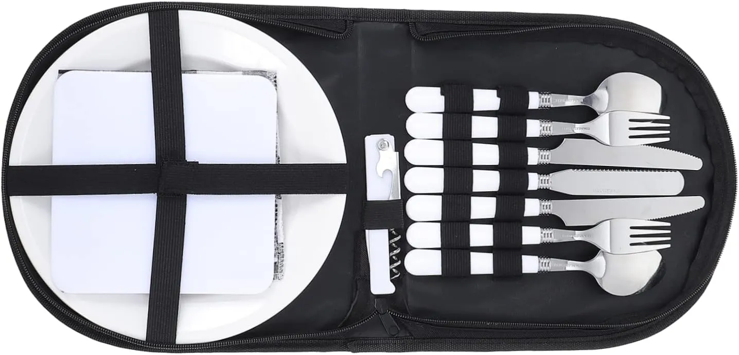 1 Set Portable Stainless Steel Camping Cutlery Travel Silverware with Storage Bag for Outdoor Dining Picnics Bbqs and Hiking Lightweight Durable Easy to Carry