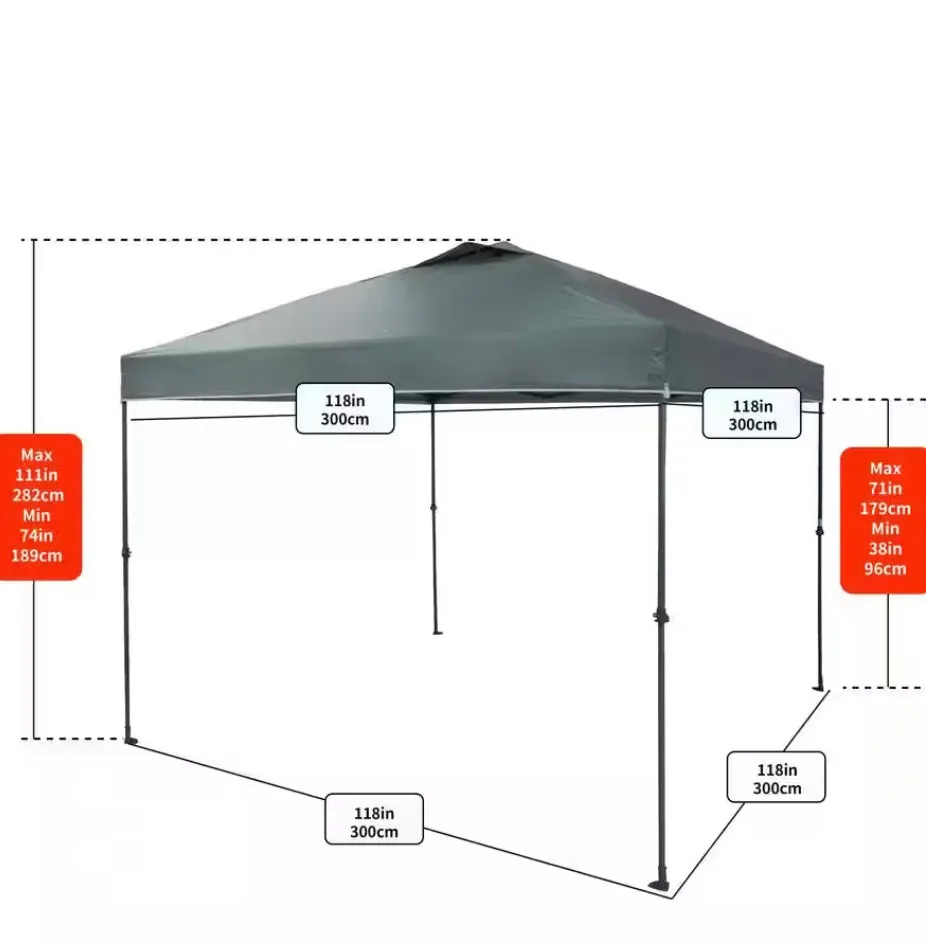 10 ft. x 10 ft. Grey Instant Canopy Pop-Up Tent