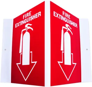(10 Pack) Indoor Outdoor Plastic Fire Extinguisher 3D Angle Projection Sign 5'' x 6'' Red