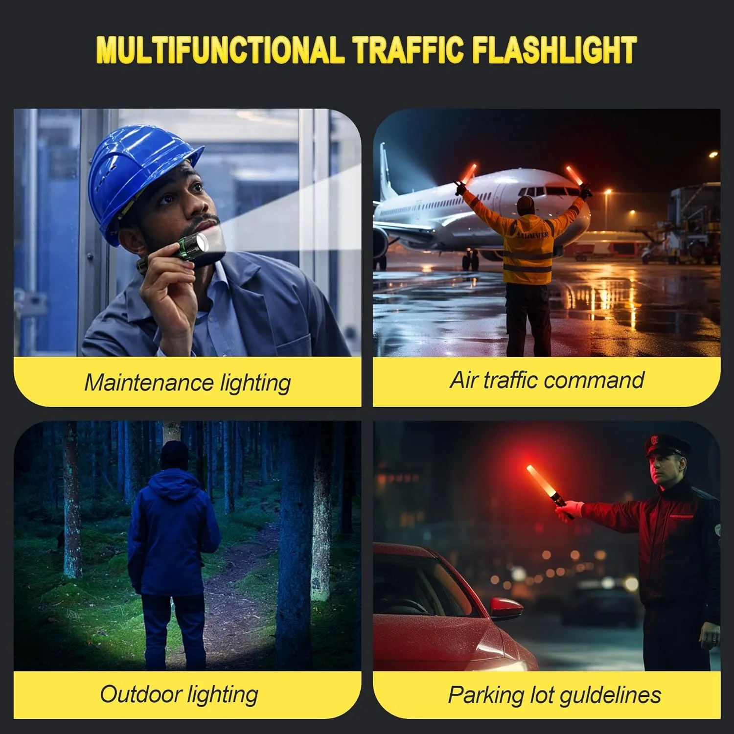 10 Pack Traffic Wand, 11 Inch LED Traffic Flashlight Wand, Small Orange Safety Baton with for 5 Flashing Modes, Air Traffic Control Wands for Airport, Parking, Car Directing