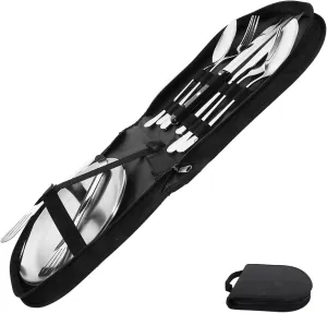 10-Piece Silverware Set Stainless Steel Cutlery Spoons Forks Knives Black Fork Spoon Set Camping Cutlery Kit Tableware