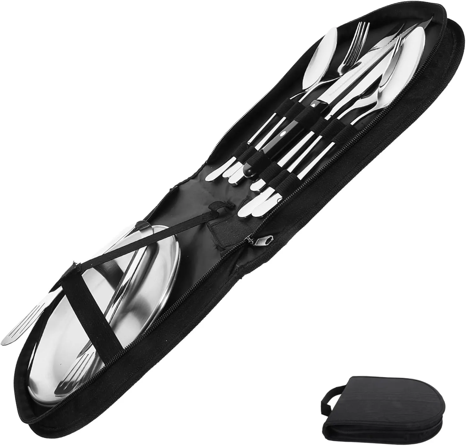 10-Piece Silverware Set Stainless Steel Cutlery Spoons Forks Knives Black Fork Spoon Set Camping Cutlery Kit Tableware