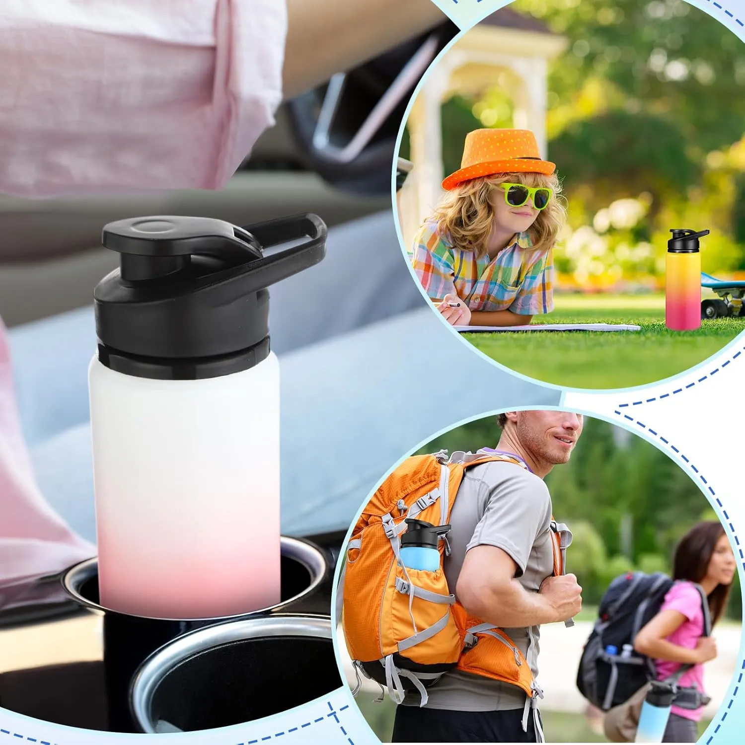 10 Pieces 20 oz Reusable Aluminum Water Bottles Bulk Outdoor Sports Water Bottles Multipack Travel Bottles for Gym, Hiking, Cycling, Camping, Fishing, Snap Lid(Gradient Color)