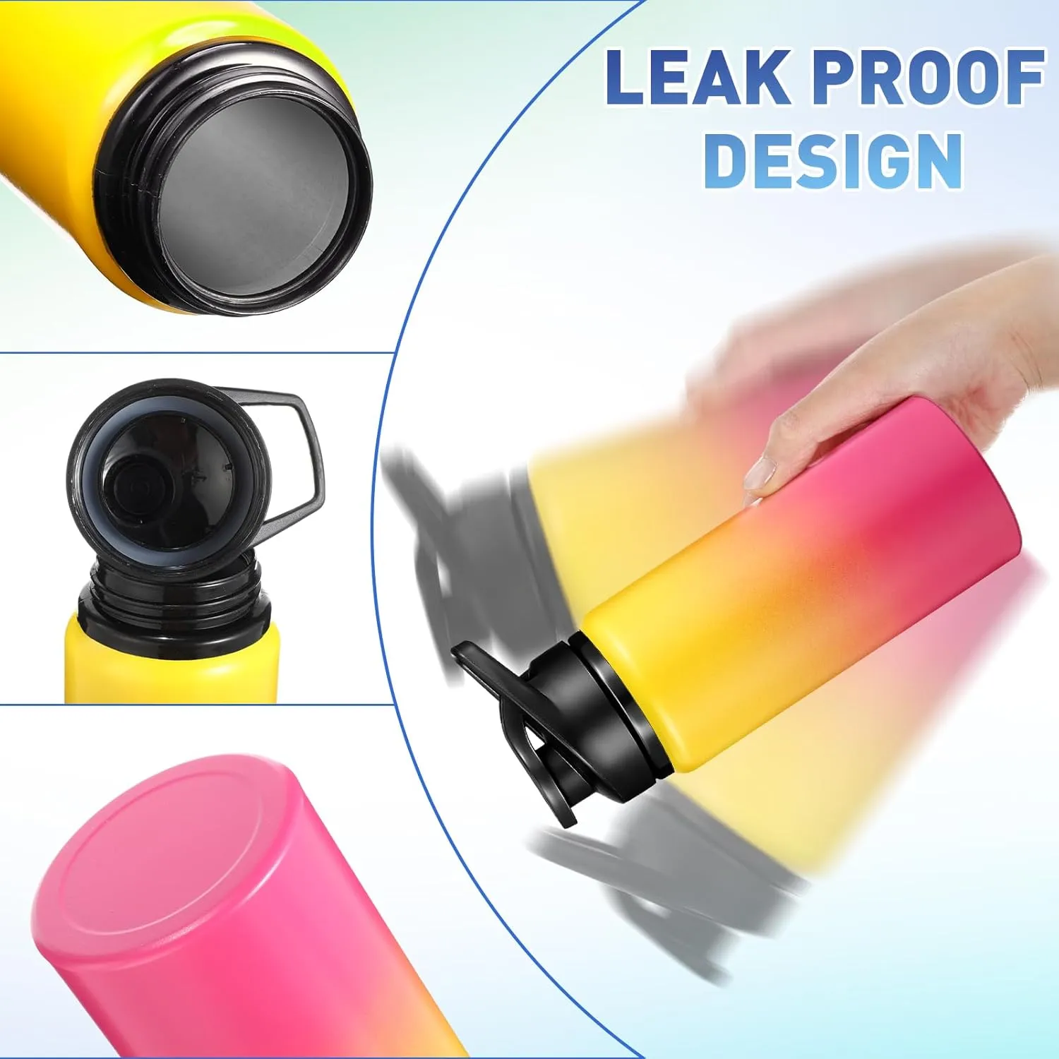 10 Pieces 20 oz Reusable Aluminum Water Bottles Bulk Outdoor Sports Water Bottles Multipack Travel Bottles for Gym, Hiking, Cycling, Camping, Fishing, Snap Lid(Gradient Color)