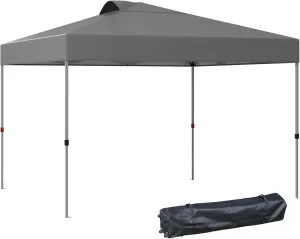 10' x 10' Pop Up Canopy Tent, Instant Sun Shelter with 3 Level Adjustable Height, Top Vents and Wheeled Carry Bag for Outdoor, Garden, Patio, Dark Gray
