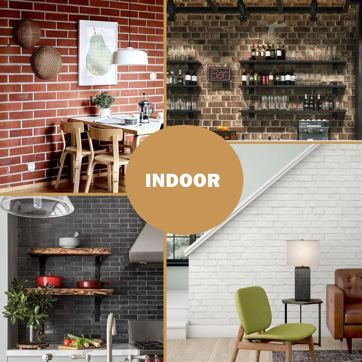 100 Old Town White Faux Brick Wall Tiles, 3D Thin Brick Veneers for Bedroom, Bathroom, Kitchen, Fireplace and Fence Wall Panels (14.2 sq ft)