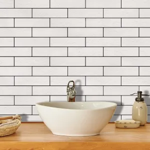 100 Old Town White Faux Brick Wall Tiles, 3D Thin Brick Veneers for Bedroom, Bathroom, Kitchen, Fireplace and Fence Wall Panels (14.2 sq ft)