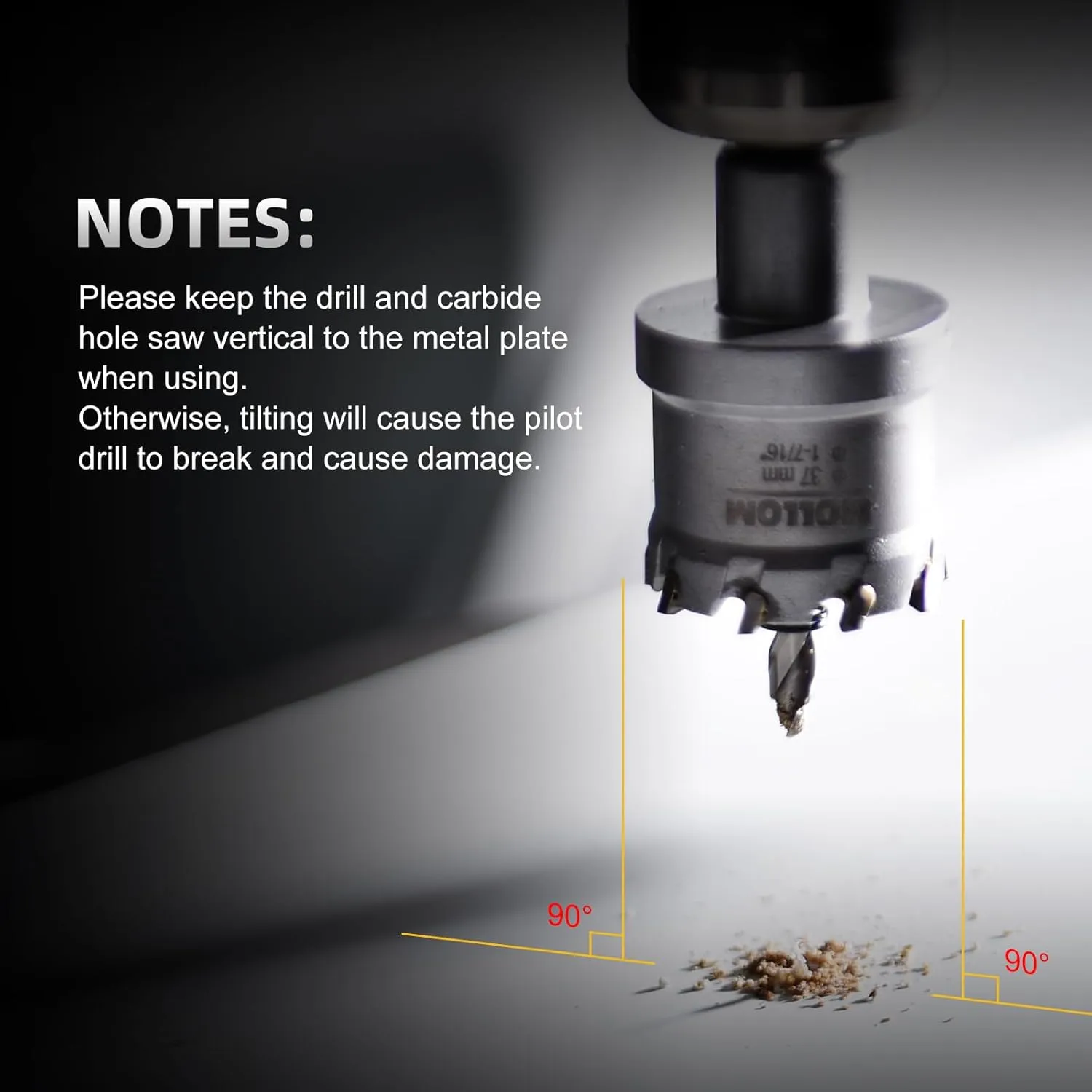 10Pcs (16-54mm) TCT Carbide Hole Saw Kit for Hard Metal, Extra 2xTitanium & 1xStepped Pilot Drill bits and 2Pcs Hex Key for Stainless Steel, Iron,Aluminum,Alloy,Metal