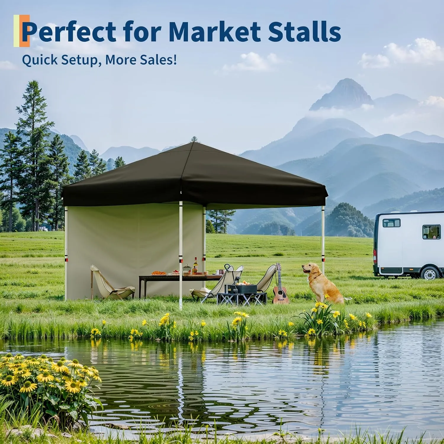 10x10 Pop Up Canopy Tent Outdoor Canopy with 3 Removable Sidewalls One-Person Set Up Heavy Duty Commercial Instant Tent Shelter-Black