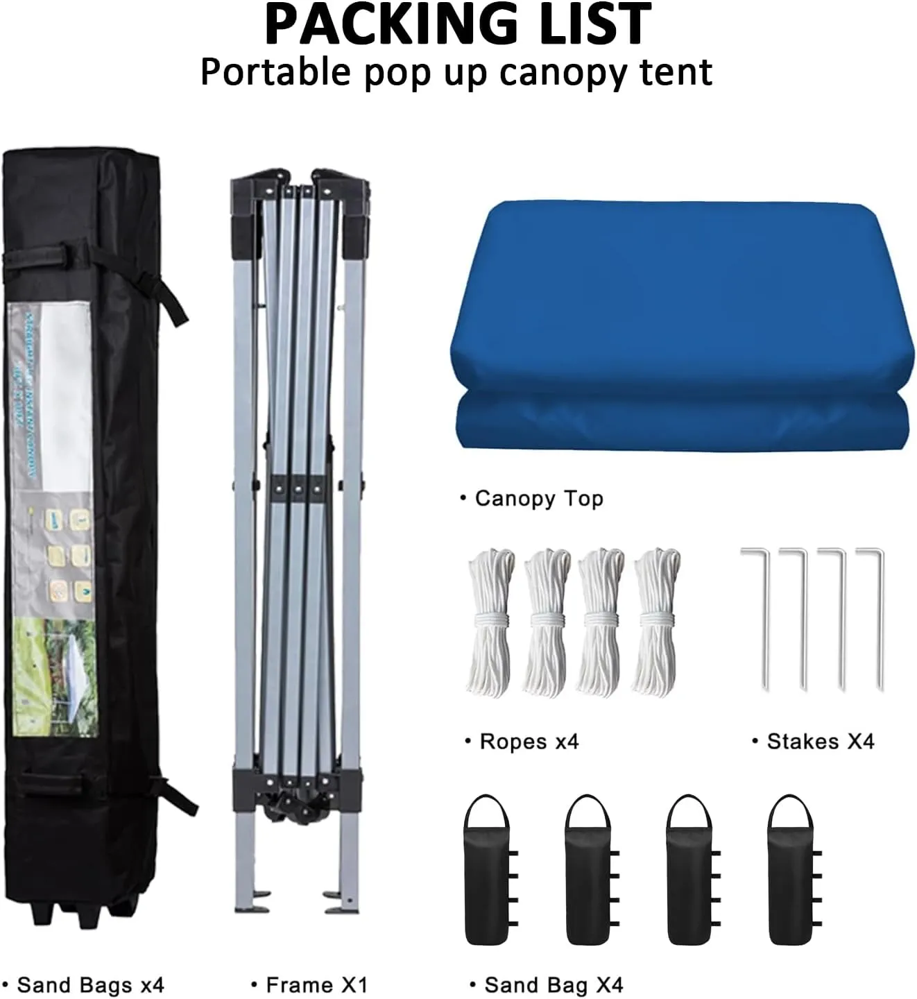 10x10 Pop Up Canopy Tent Waterproof Tent for Outdoor Party Camping Commercial Event Tent, with Wheeled Bag and 4 Sandbags (Blue)