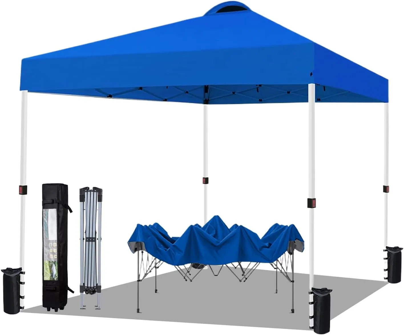 10x10 Pop Up Canopy Tent Waterproof Tent for Outdoor Party Camping Commercial Event Tent, with Wheeled Bag and 4 Sandbags (Blue)