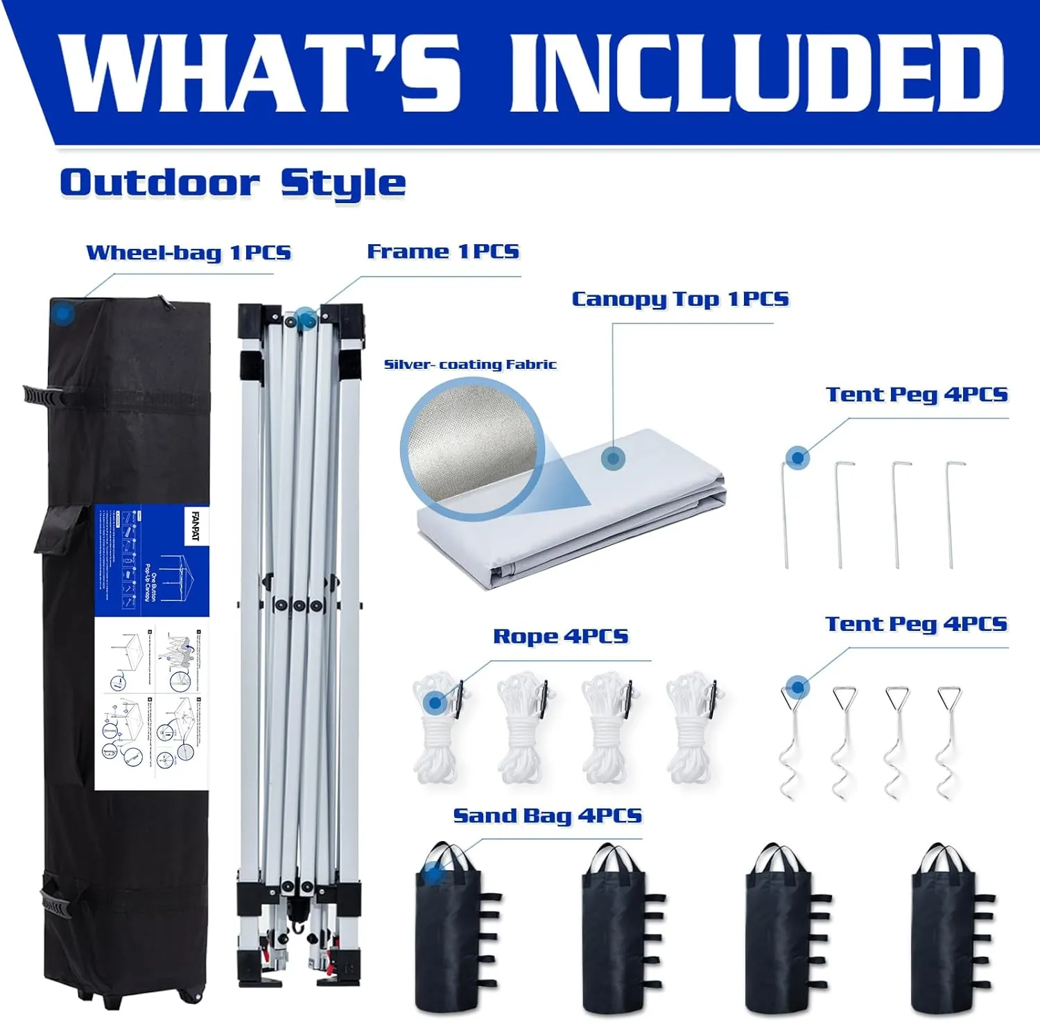 10x10 Pop Up Canopy Tent,300D Silver-Coating Top,1-Person Setup Commercial Heavy Duty Canopy Tent Instant Portable Shelter and Wheel Carry Bag, with 8 Stakes and 4 Canopy Weights (White)…