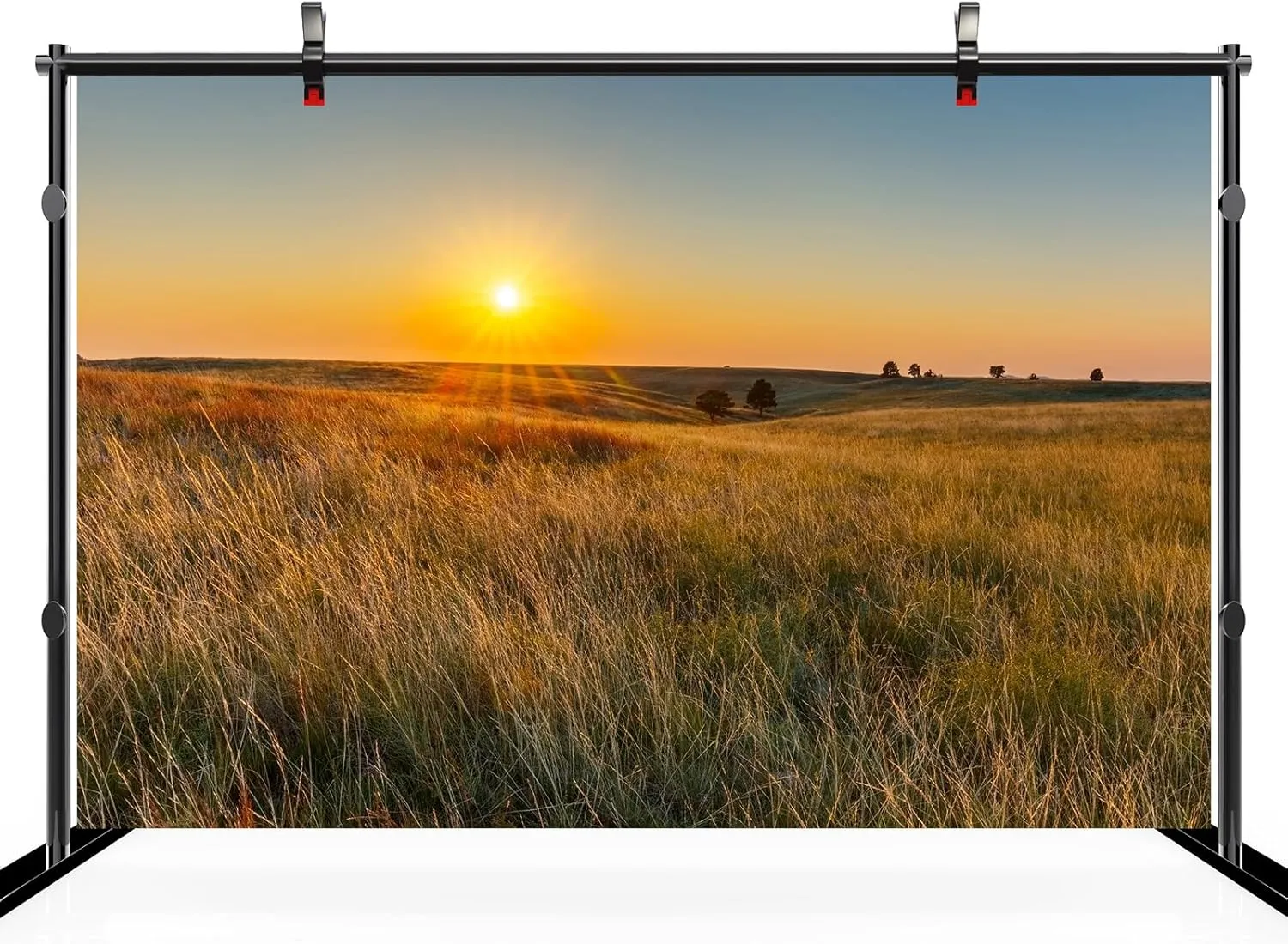 10x8ft Autumn Field Backdrop Grassy Prairies Wild Countryside Sunset Scenery Background Fall Harvest Farmer Hiking Camp Party Decorations Photo Booth Props Wallpaper