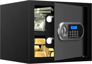 1.2 Cuft Home Safes Fire and Waterproof, Anti-Theft Fireproof Safe Box with Digital Keypad, Spare Keys and Removable Shelf, Personal Safe Box for Documents Money Firearm Valuables