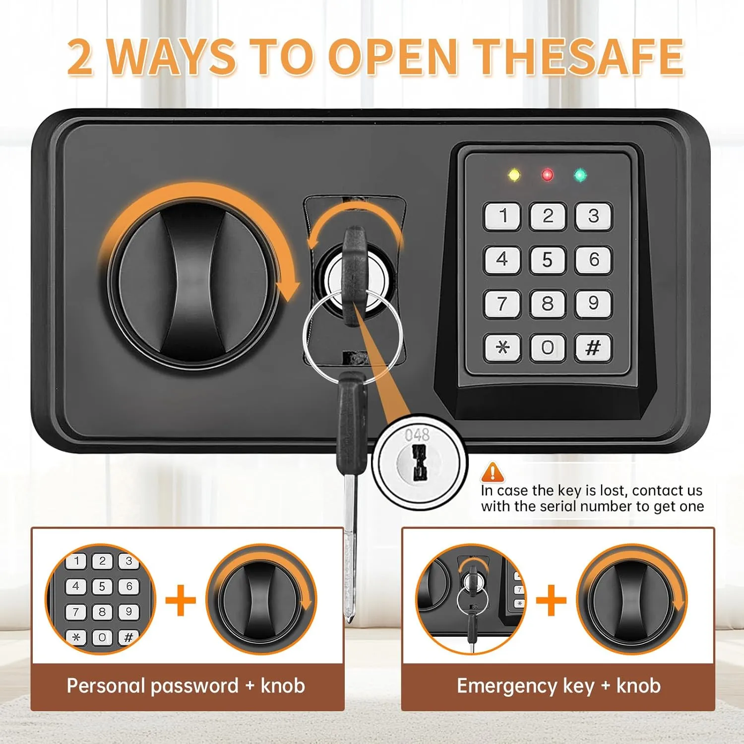 1.2 Cuft Small Home Safe Fire and Waterproof, Anti-theft Fireproof Safe Box with Digital Keypad, Spare Keys and Removable Shelf, Personal Safes for Home Money Medicine Valuables
