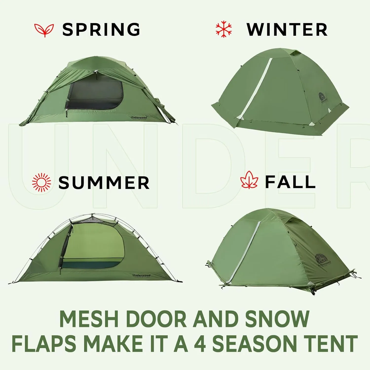 1/2 Person Backpacking Tent for 4-Season - Winter Waterproof Tent for One Person, Lightweight Camping Tent for Backpacking, Easy Set Up Cold Weather Tent by Underwood Aggregator