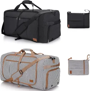 120L Foldable Collapsible Travel Duffle Bag for Men and Women with Shoe Compartment