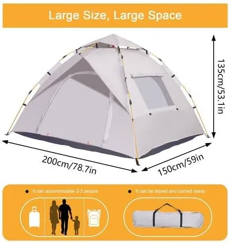 1/2/3/4 Person Camping Tent, Instant Easy Pop Up Tents for Camping,Automatic Waterproof Family Camping Tent, Easy Set Up Tent,Portable Cabin Tent for Hiking Traveling