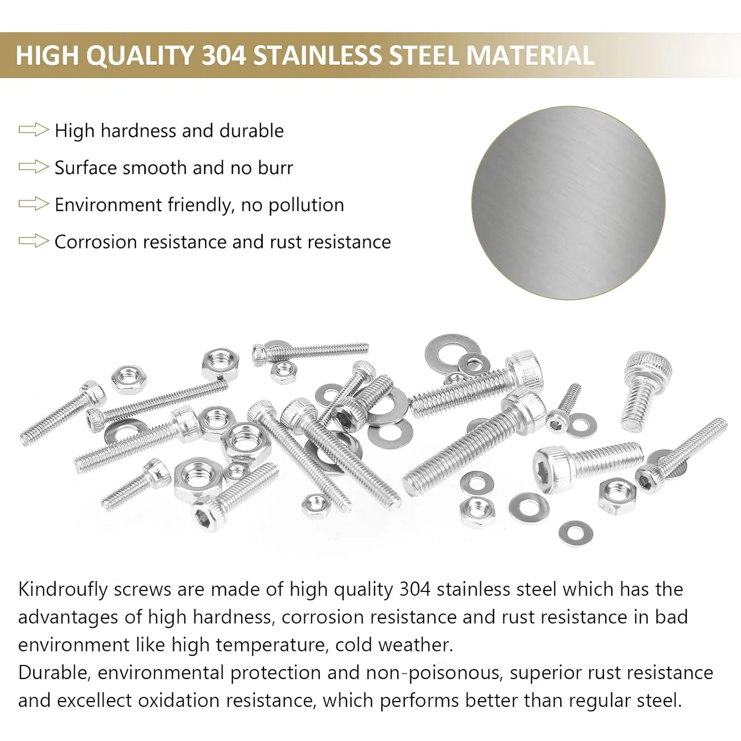 1285 Pieces M2 M2.5 M3 M4 Hex Socket Head Cap Screws Nuts Washers Assortment Kit, 304 Stainless Steel, Fully Machine Thread