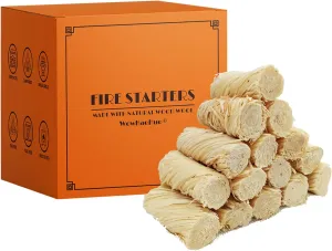 128Pcs Natural Fire Starters for Campfires, Fireplaces, Grills, BBQ & Smokers, Wood Stoves,Fire Pits,A Box of 128 pcs Firestarters