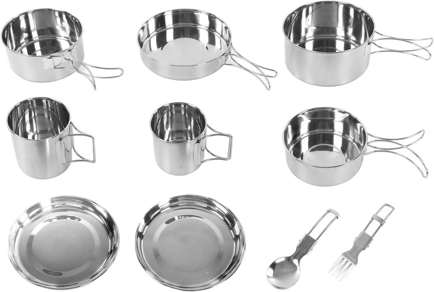 12Pcs Camping Cookware Set, Stainless Steel Camping Cookware Mess Kit Foldable Cooking Pot Pan Cup Set with Carry Bag for Hiking Picnic Backpacking Cups Mugs Pot Cooking Set
