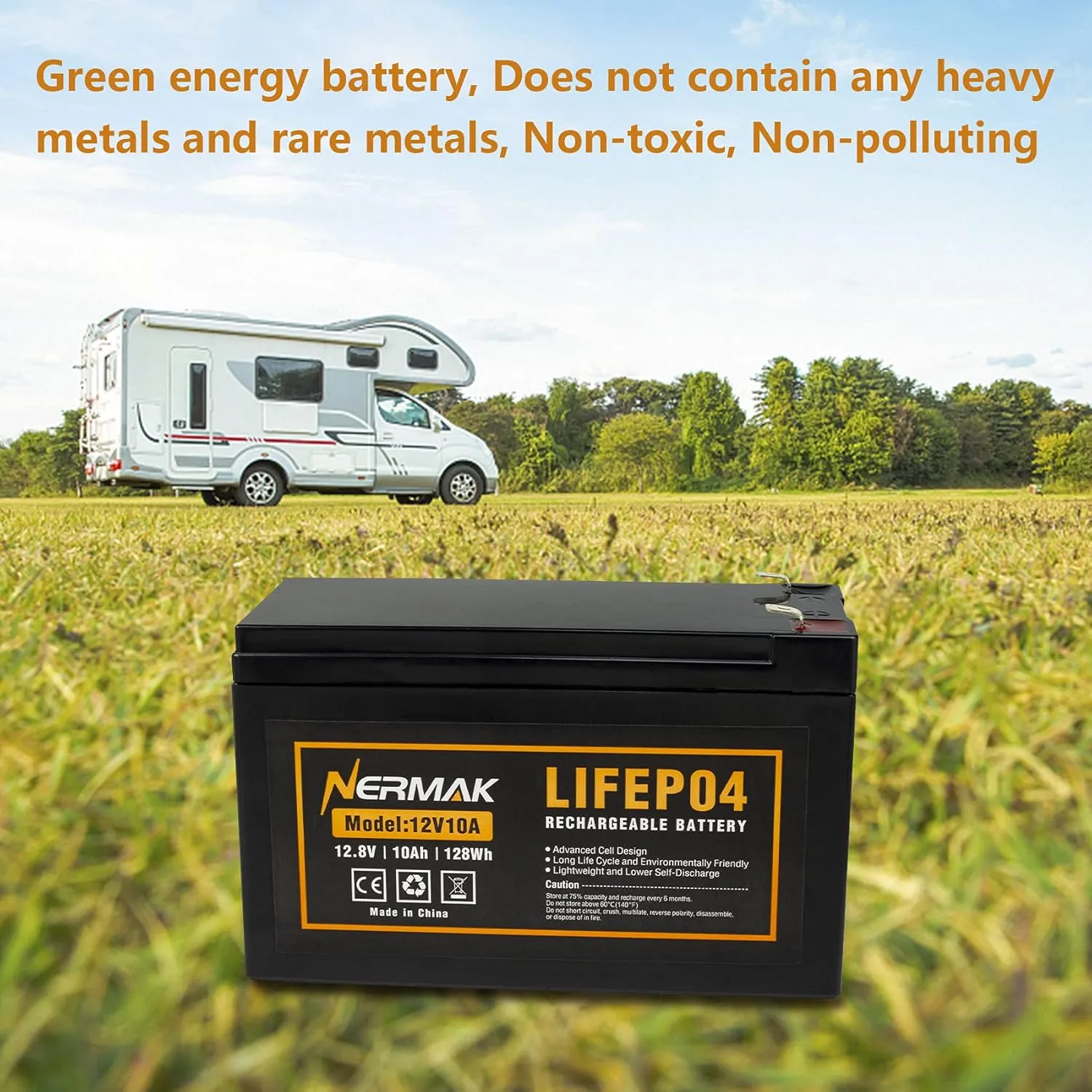 12V 10Ah Lithium LiFePO4 Deep Cycle Battery, 2000  Cycles Rechargeable Battery for Solar/Wind Power, Small UPS, Lighting, Power Wheels, Fish Finder and More, Built-in 10A BMS