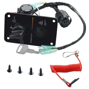 12V Single Key Switch Panel Marine Outboard Single Engine Ignition Key Panel Assembly On Off Switch 704 Control Box for Yamaha Outboard Yacht #704-82570-01-00, 704-82570-12-00