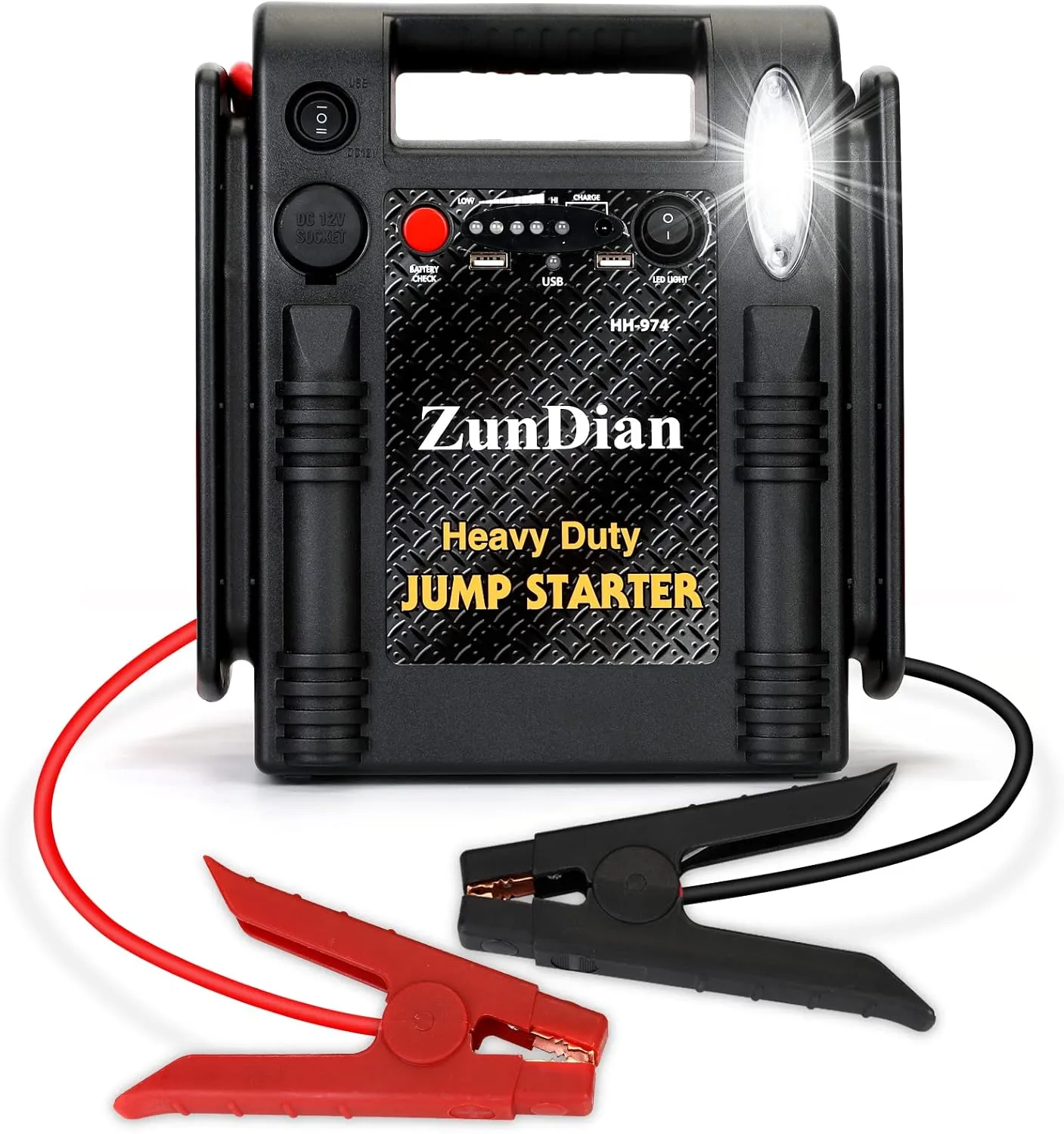 12V/24V Jump Starter, 2500/1200 Peak Amp, Heavy Duty Car Jumper Battery Pack for Truck Vehicles Tractor Excavator, Battery Booster Jump Box with USB/DC Outputs, LED Light