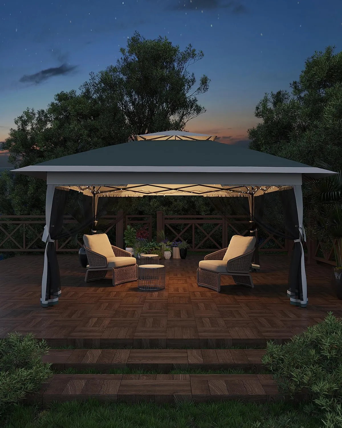 13x13 Canopy Tent, Pop Up Gazebo with Mosquito Netting, Outdoor Gazebo with 4 Sandbags & Wheeled Bag, pop up Canopy for Backyard & Patio Furniture, Patio, Deck