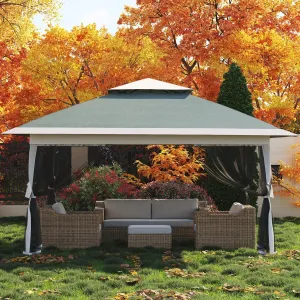 13x13 Canopy Tent, Pop Up Gazebo with Mosquito Netting, Outdoor Gazebo with 4 Sandbags & Wheeled Bag, pop up Canopy for Backyard & Patio Furniture, Patio, Deck