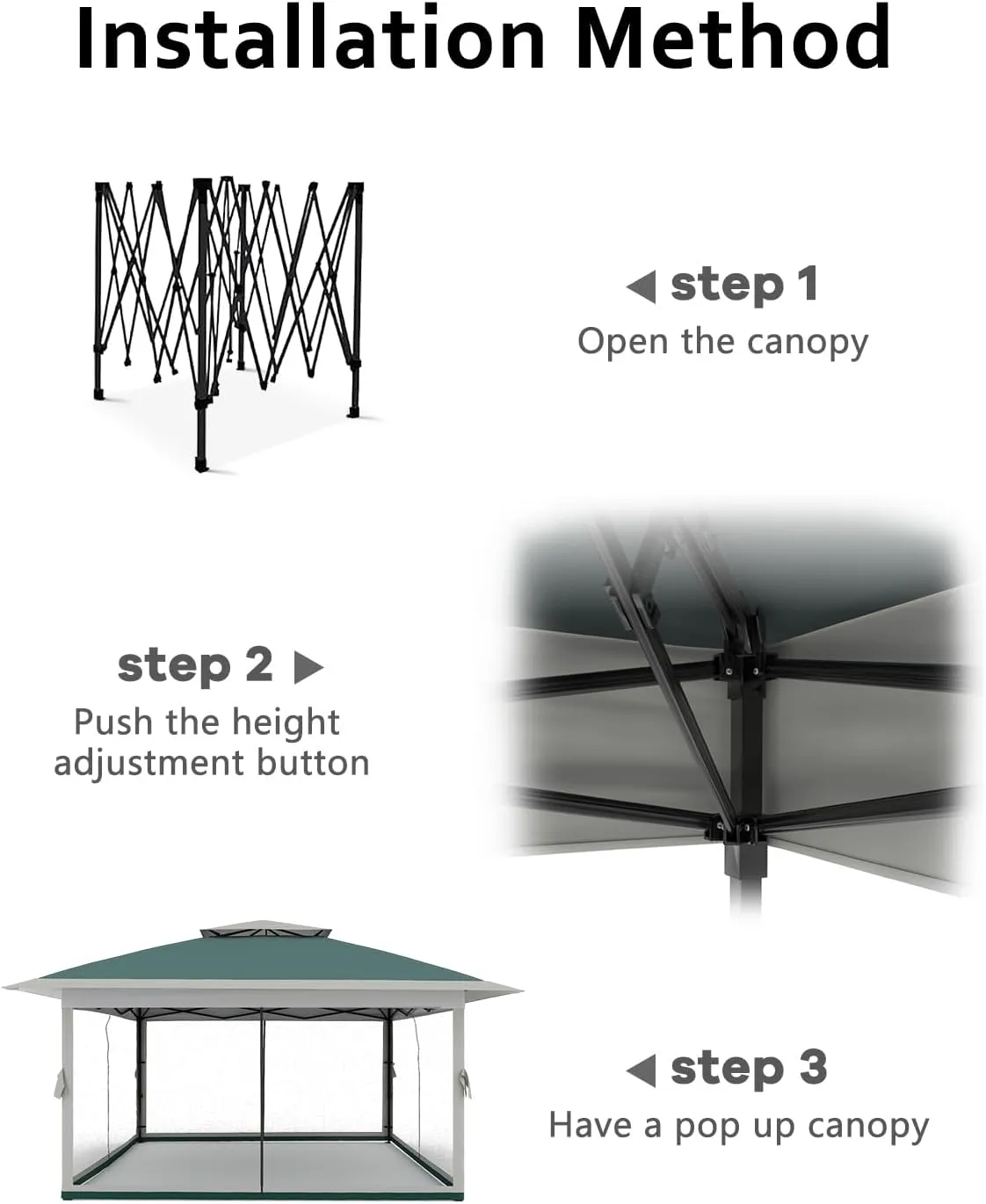 13x13 Canopy Tent, Pop Up Gazebo with Mosquito Netting, Outdoor Gazebo with 4 Sandbags & Wheeled Bag, pop up Canopy for Backyard & Patio Furniture, Patio, Deck