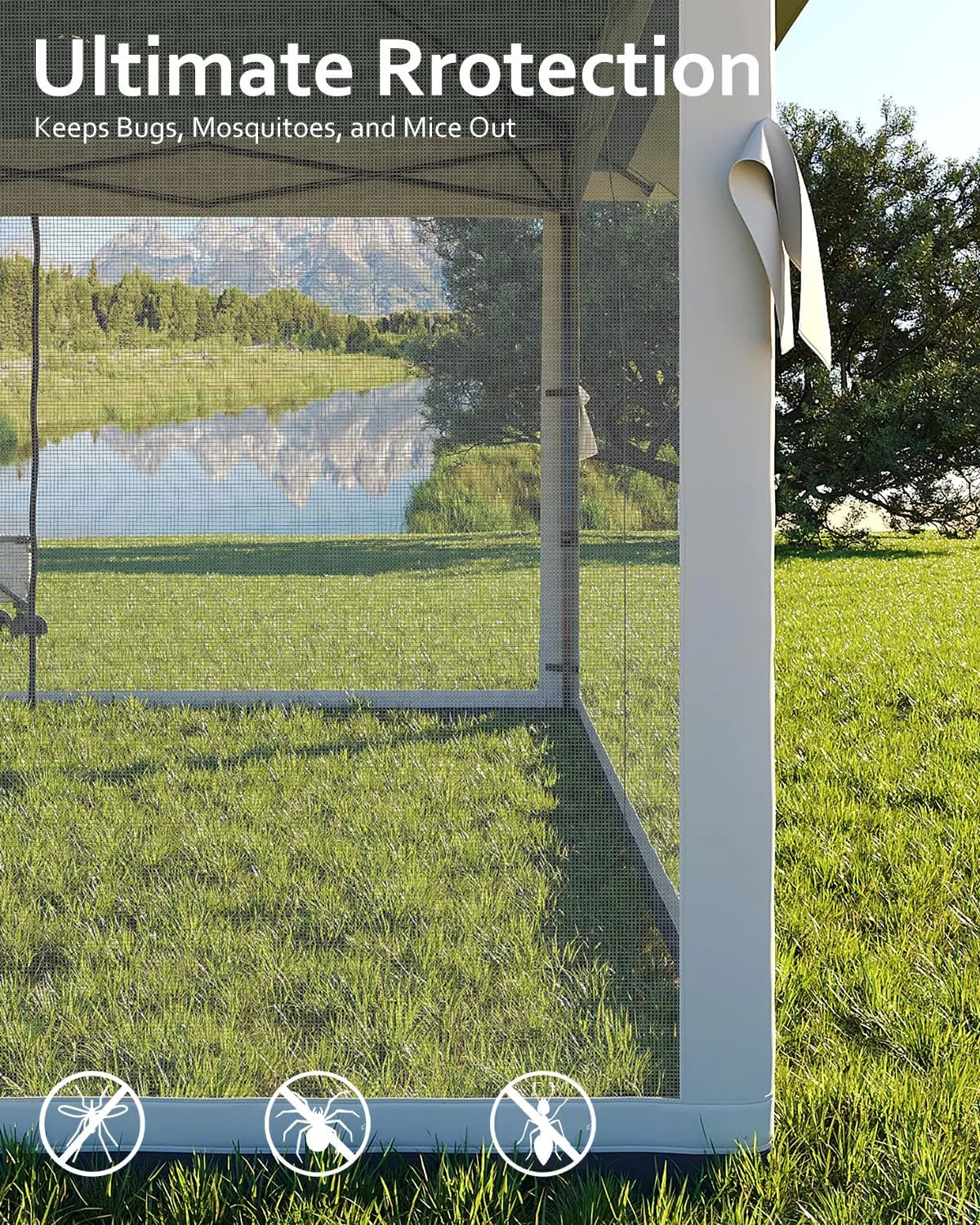 13x13 Canopy Tent, Pop Up Gazebo with Mosquito Netting, Outdoor Gazebo with 4 Sandbags & Wheeled Bag, pop up Canopy for Backyard & Patio Furniture, Patio, Deck