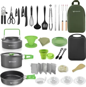 14Pcs Camping Cooking Utensils Set & 20Pcs Outdoor Camping Cookware Mess kit Bundle