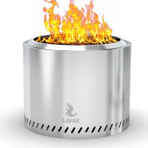 15 inch Stainless Steel Smokeless Fire Pit, Outdoor Smokeless Firepit, Wood Burning Fire Pits for Camping, Bonfire, Low Smoke Firepit for Outside (Oblique Hole)
