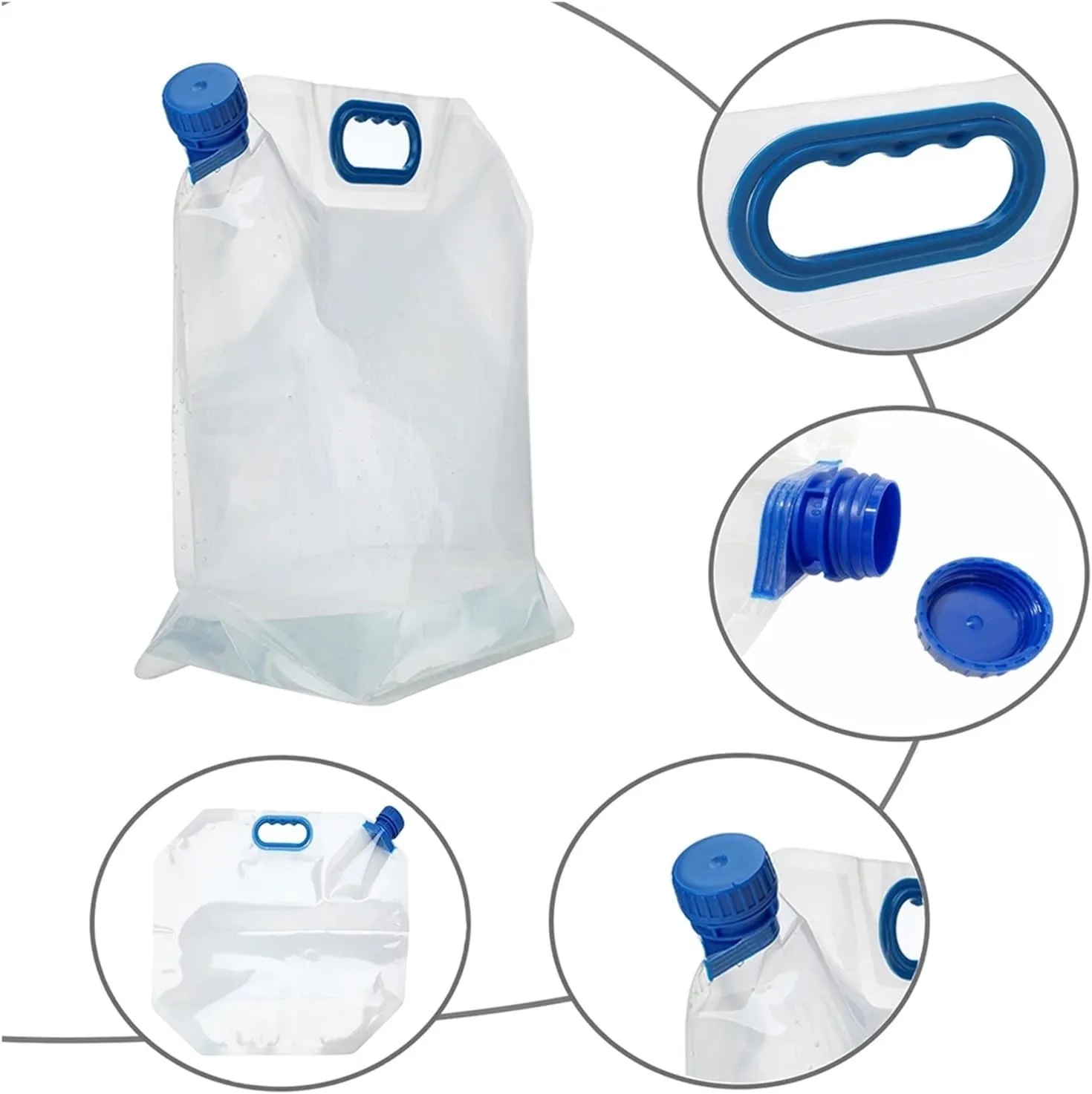 15 L Collapsible Water Bottle Canteen Portable Foldable Water Bottle with Handle Drinking Water Bag for Biking Hiking Travel (Color : White)