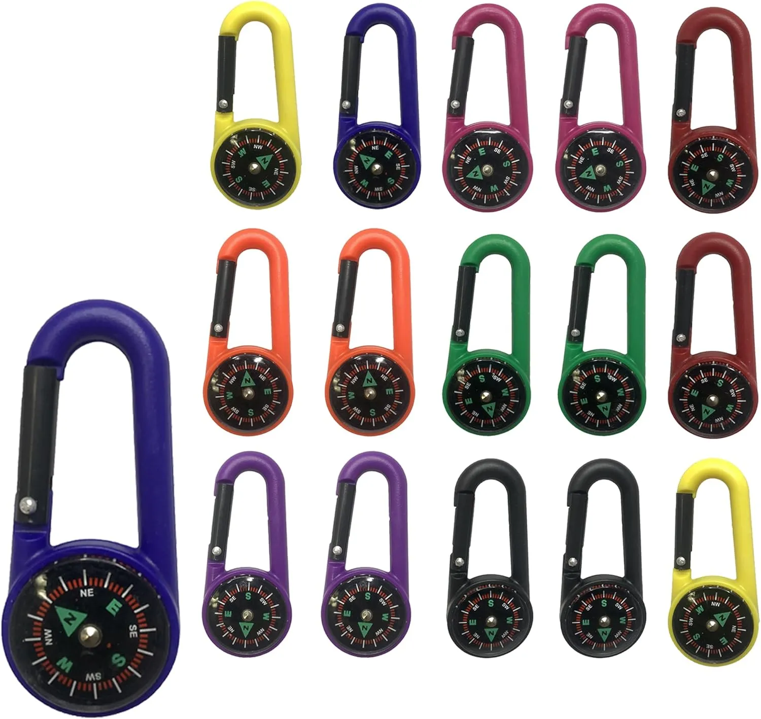 16 PCS Magnetic Keychain Compasses - Navigate Small, Survive Big!