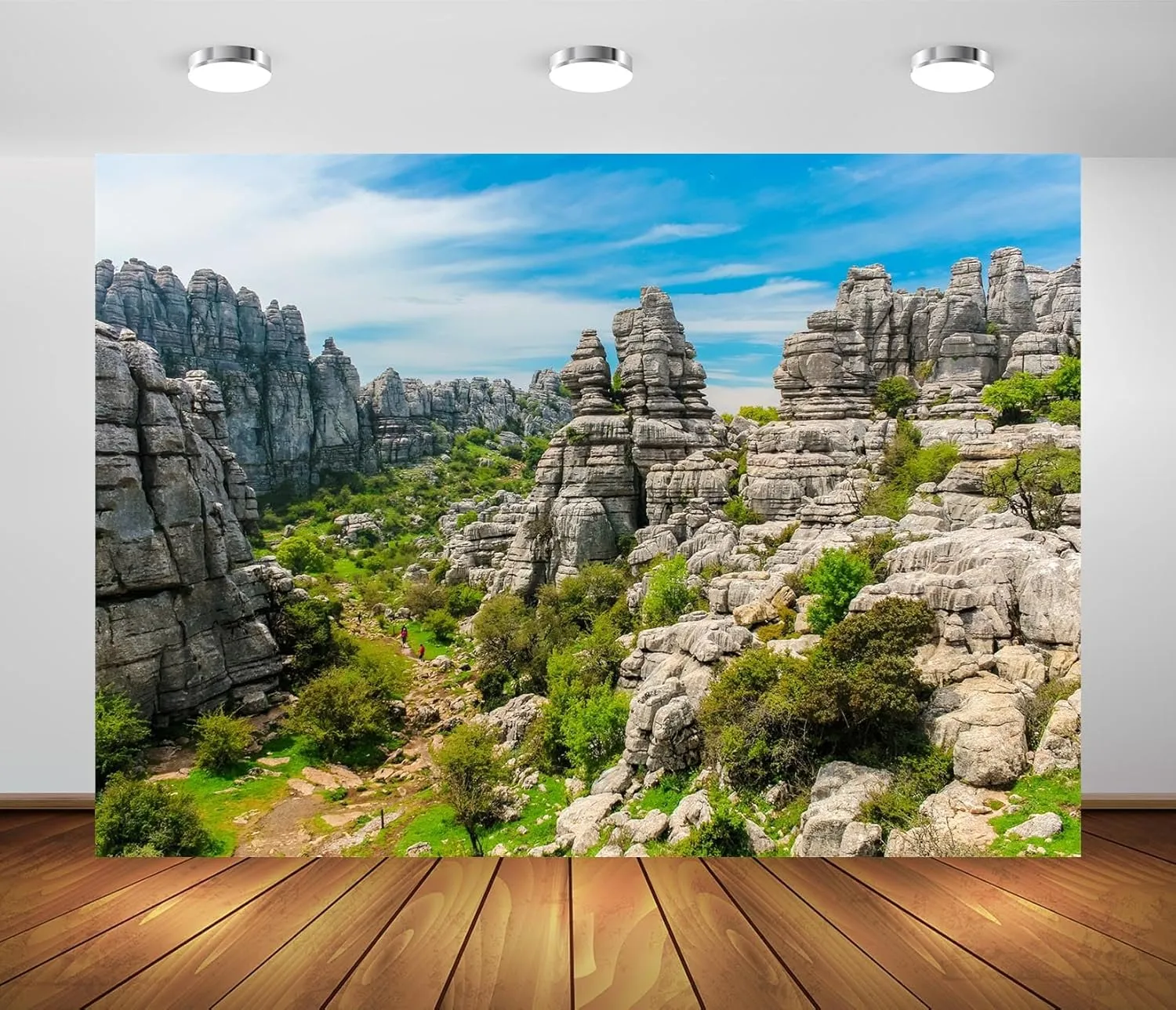 17x10ft Fabric Mountains Backdrop Spain Famous Karst Landscape Weathered Limestone Rock Stacks and Cliff Background Torcal De Antequera National Park Hiking Travel Party Decoration Photo Props