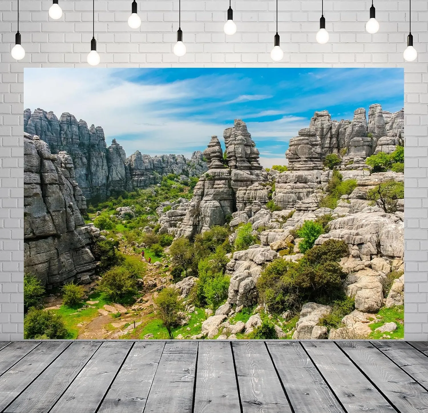 17x10ft Fabric Mountains Backdrop Spain Famous Karst Landscape Weathered Limestone Rock Stacks and Cliff Background Torcal De Antequera National Park Hiking Travel Party Decoration Photo Props