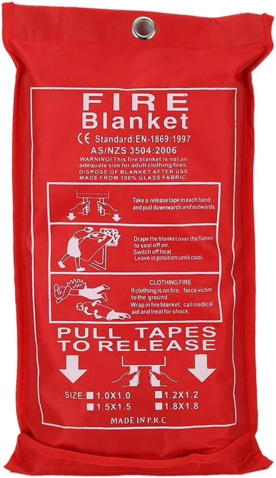 1.8mx1.8m Fiberglass Fire Blanket Emergency Fire Protection Blanket Fiberglass Flameproof Blanket for Camping Tent Vehicle Safety