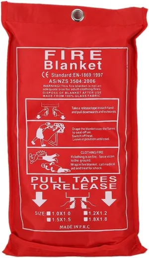 1.8mx1.8m Fiberglass Fire Blanket Emergency Fire Protection Blanket Fiberglass Flameproof Blanket for Camping Tent Vehicle Safety