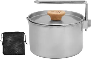 1L Camping Gear Pot, Camping Pot, Portable Camping Pot with Adjustable Handle, with Lid, Backpacking Pot Cookware Set and Mess Kit, for Camping Hiking Picnic Travel