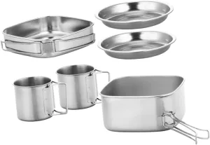 1set Camping Cookware Kit Stainless Steel Handles for Outdoor Cooking for Hiking Backpacking and Picnics and Compact Cookware