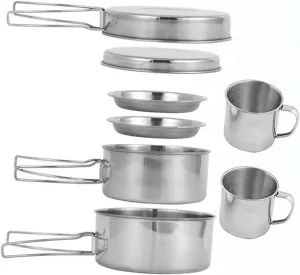 1Set Camping Cookware Multi Function Pot Kit Portable Outdoor Cooking for Travel Hiking Picnics and Camping Capacity
