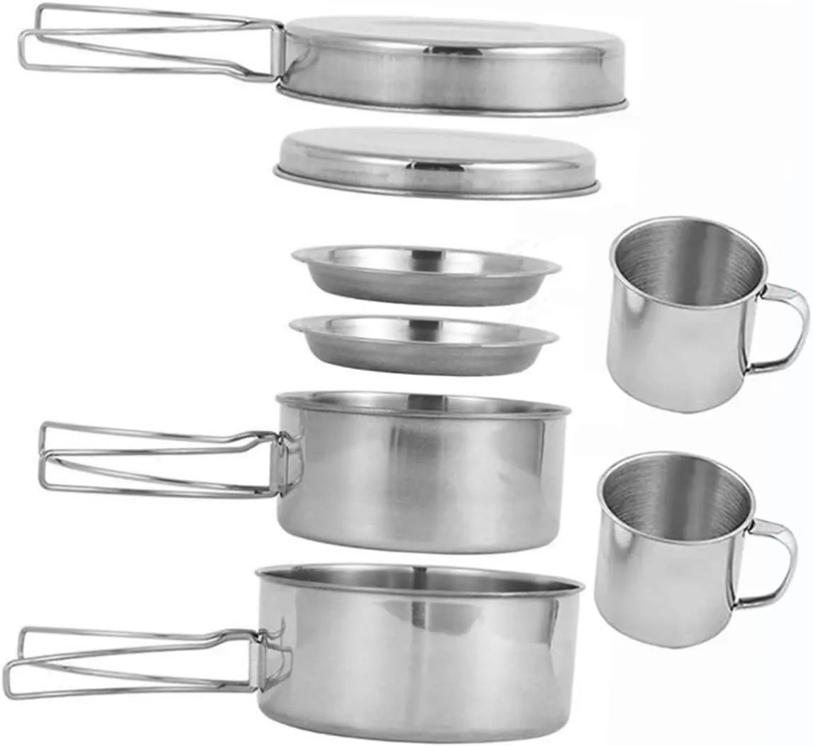 1Set Camping Cookware Multi Function Pot Kit Portable Outdoor Cooking for Travel Hiking Picnics and Camping Capacity