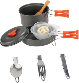 1Set Portable Camping Cookware for People Lightweight and Utensils for Outdoor Cooking Picnic and Hiking Durable and Wear Resistant Design