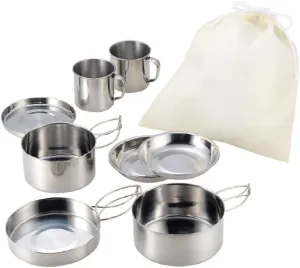 1set Portable Multi-Function Camping Cookware Lightweight Pots and Pans Compact Cookware Kit Cups and Plates for Outdoor Cooking Hiking and Picnics