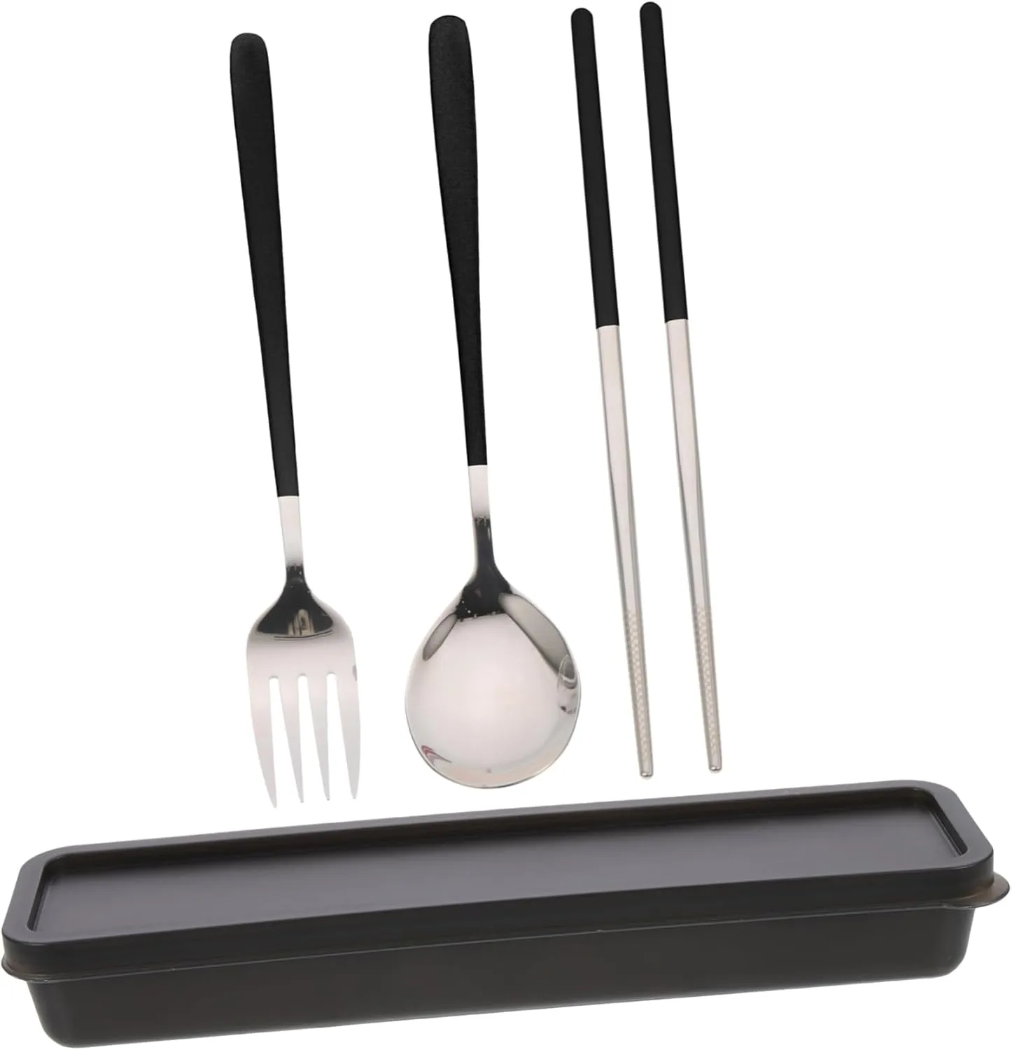 1Set Travel Utensil Set Stainless Steel Cutlery Kit with Case for Outdoor Activities Reusable Fork Spoon and Chopsticks for Camping Hiking and Picnics